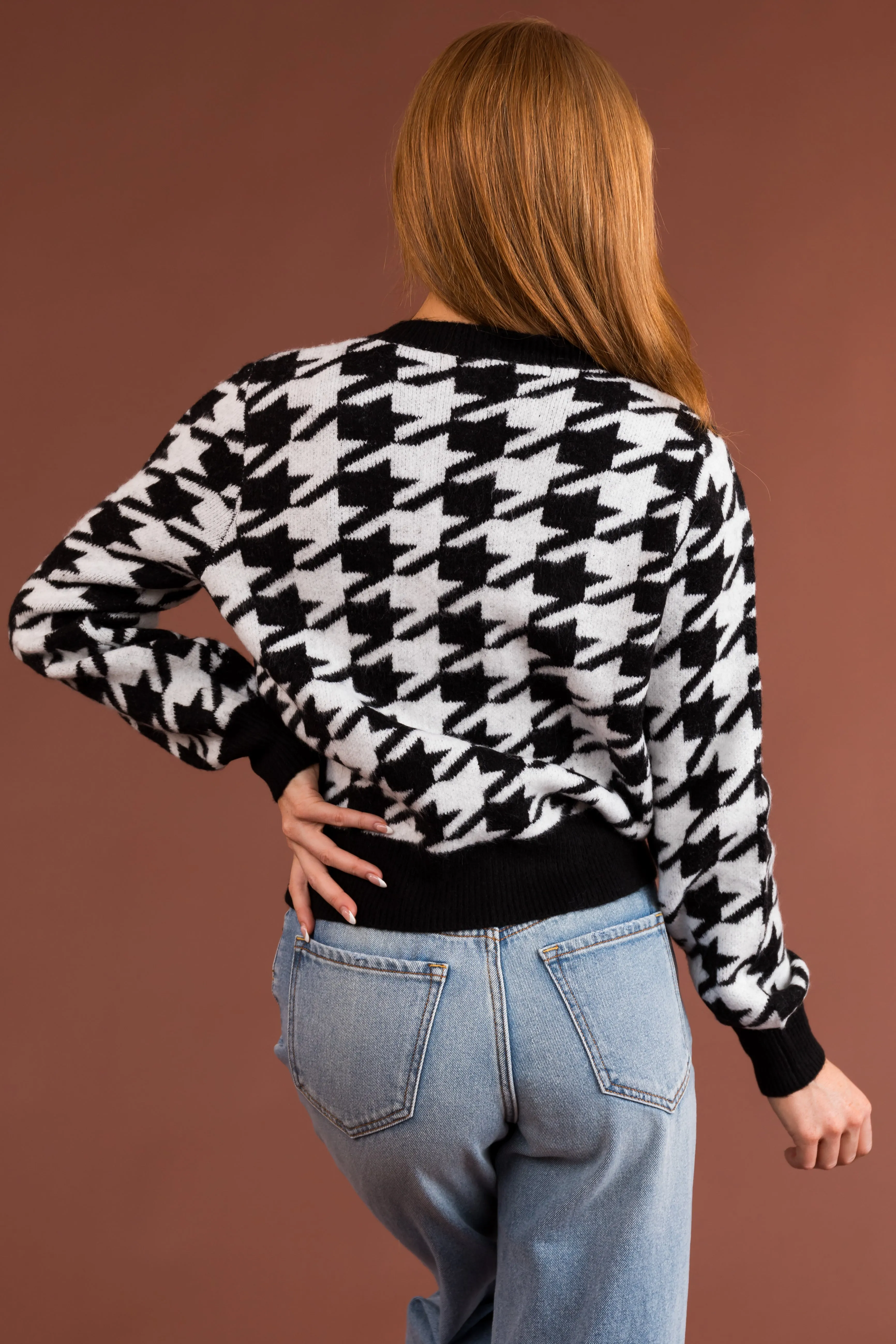 Black Houndstooth Button Down Cardigan sold by Lime Lush product image thumbnail 5
