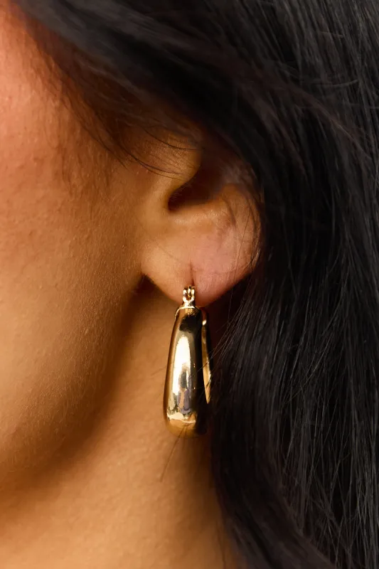 Gold Thick Hoop Latch Back Earrings sold by Lime Lush