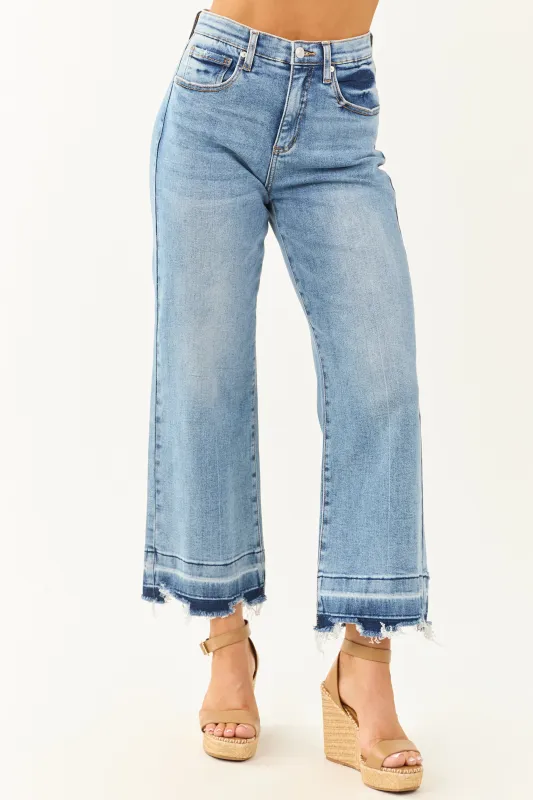 Saige Released Hem Tummy Control Stretchy Wide Jeans sold by Lime Lush