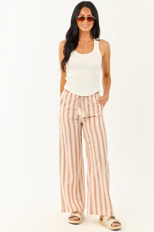 Vanilla Striped Lightweight Cotton Flowy Pants sold by Lime Lush