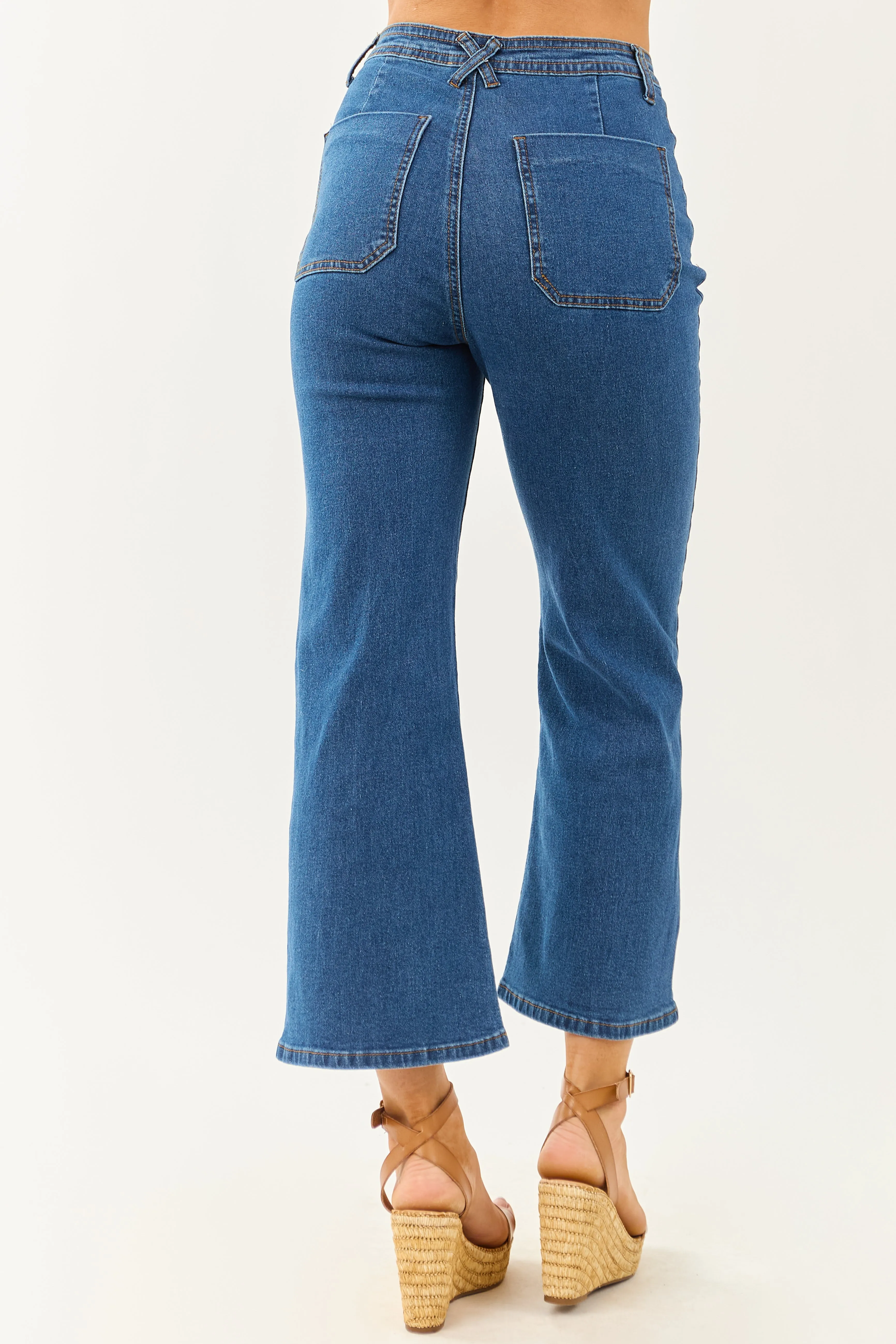 Lovelo Dark Wash Denim Stretchy Crop Straight Pants sold by Lime Lush product image thumbnail 4