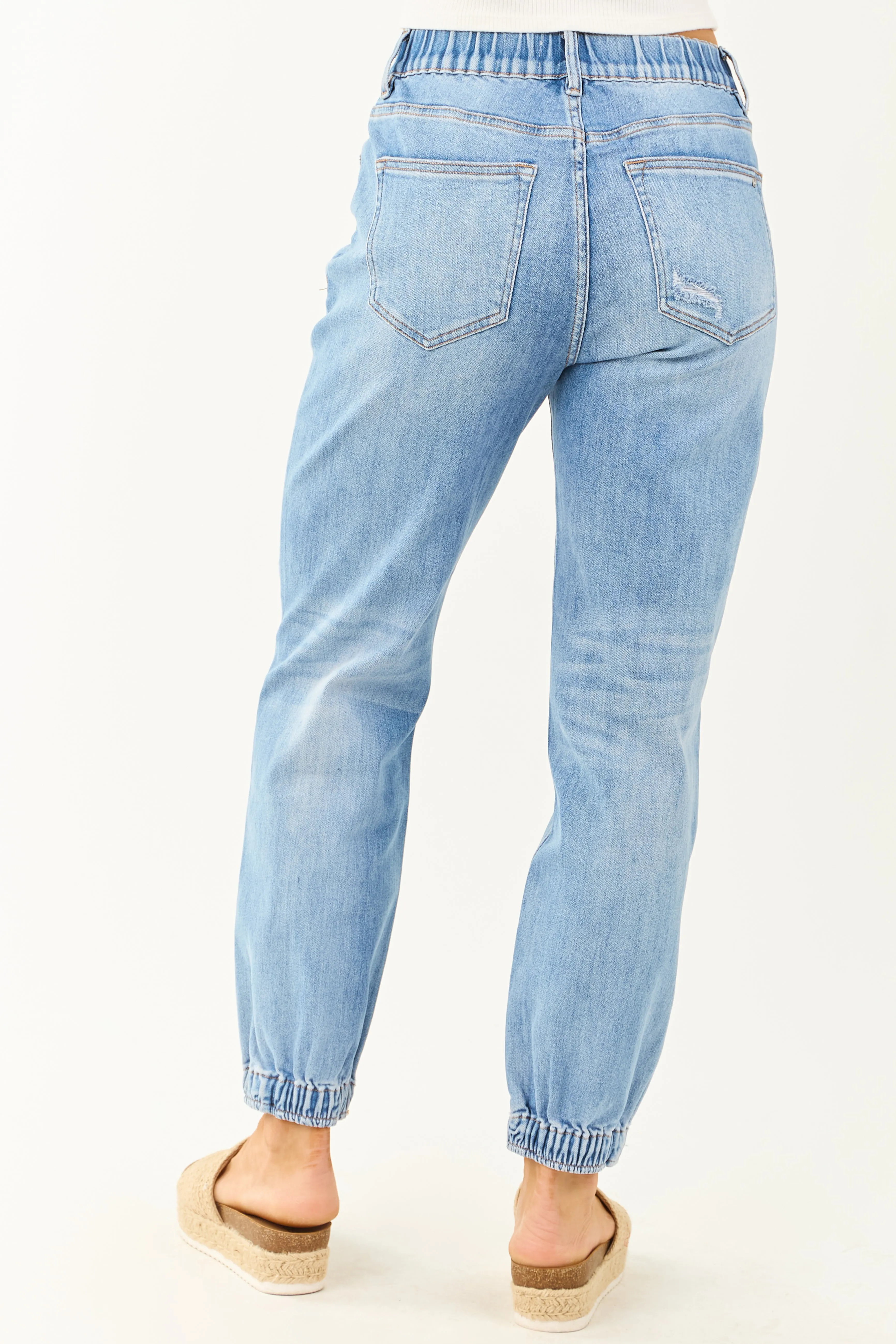 Mica Denim Medium High Rise Stretchy Jogger Jeans sold by Lime Lush product image thumbnail 4