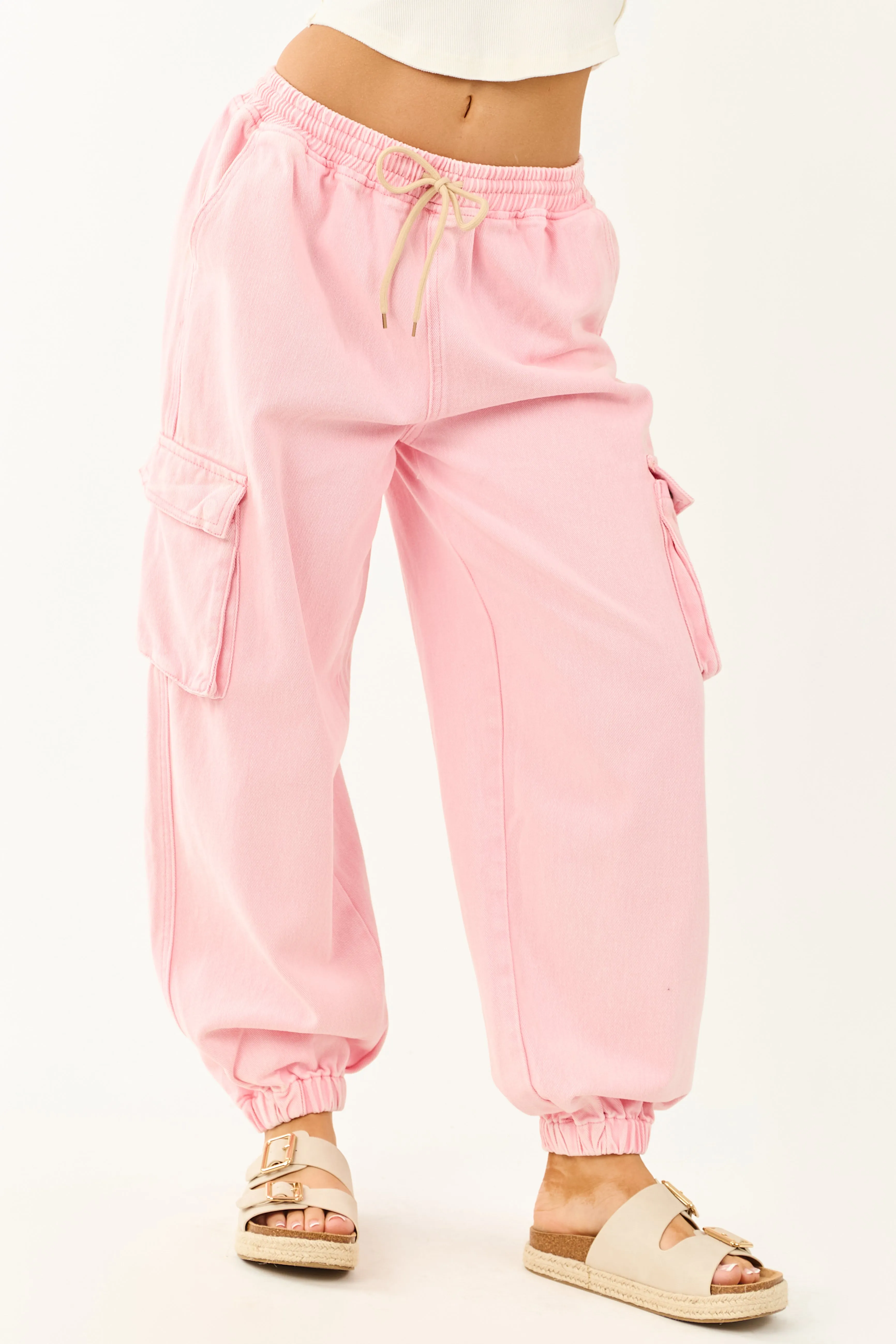 Carnation Acid Washed Cargo Jogger Jeans sold by Lime Lush product image thumbnail 2