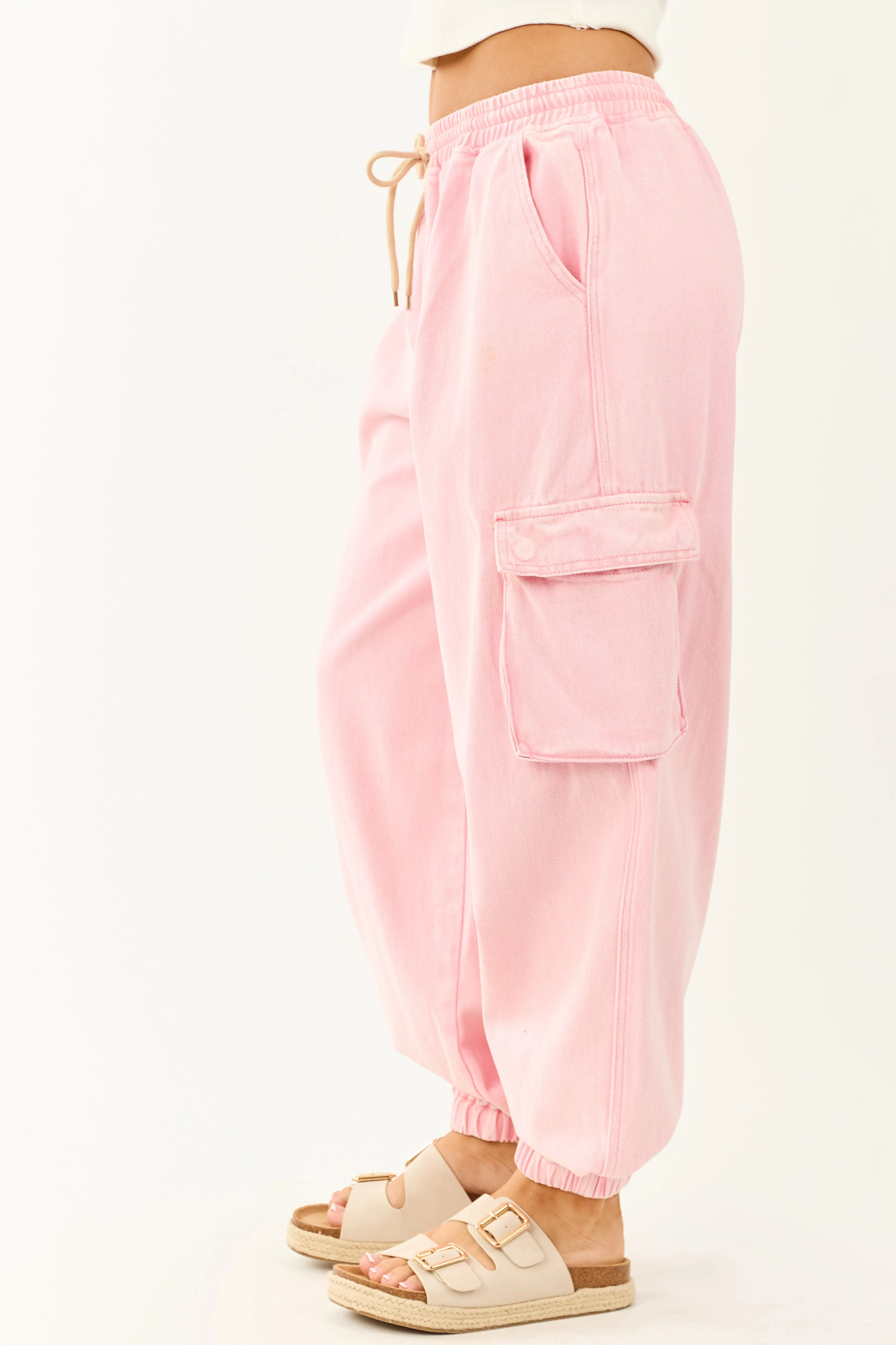 Carnation Acid Washed Cargo Jogger Jeans sold by Lime Lush product image thumbnail 3