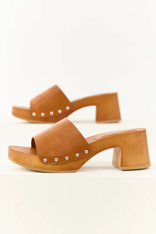 Spice Stud Detail Platform Open Toed Block Heels sold by Lime Lush