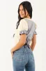 Cream Contrast Button Down Back Top sold by Lime Lush