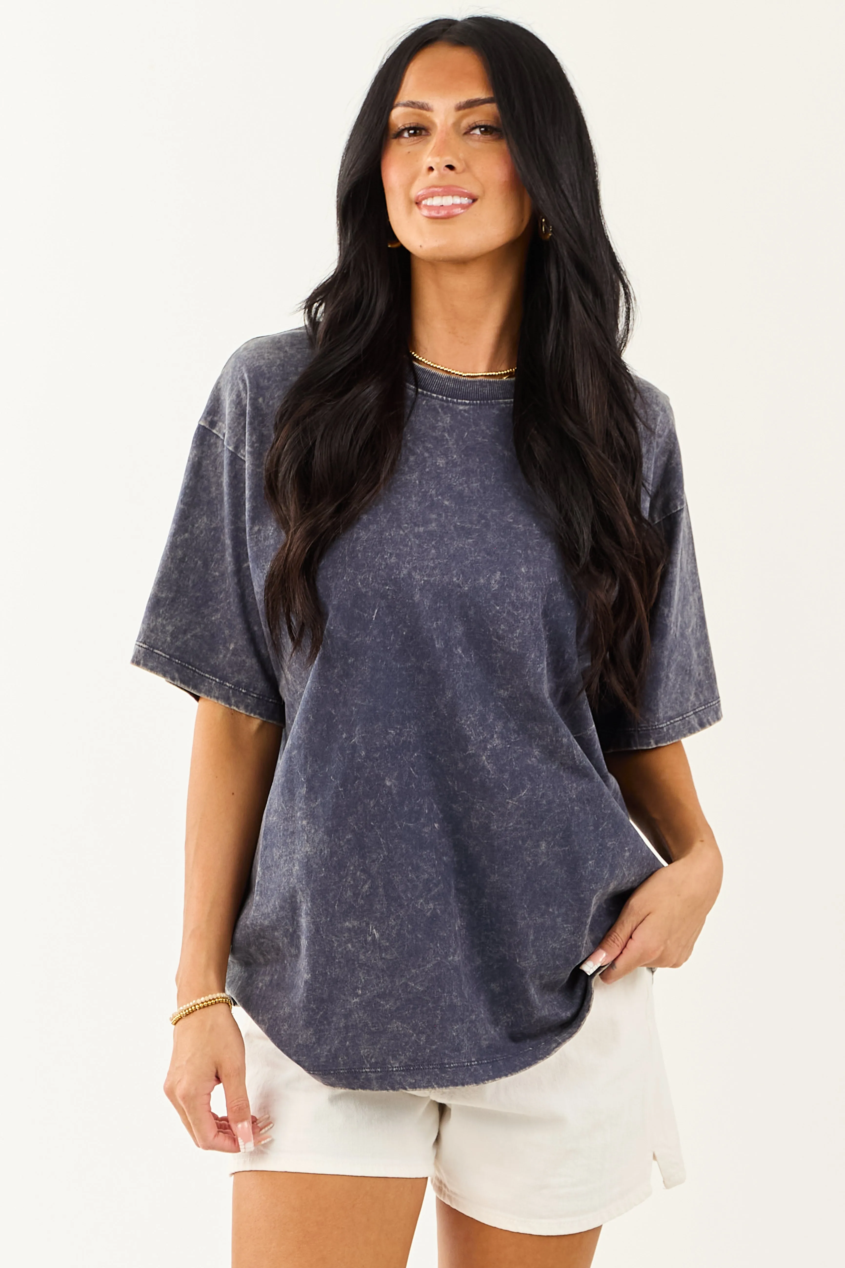 Spruce Acid Wash Relaxed Cotton Short Sleeve Top sold by Lime Lush