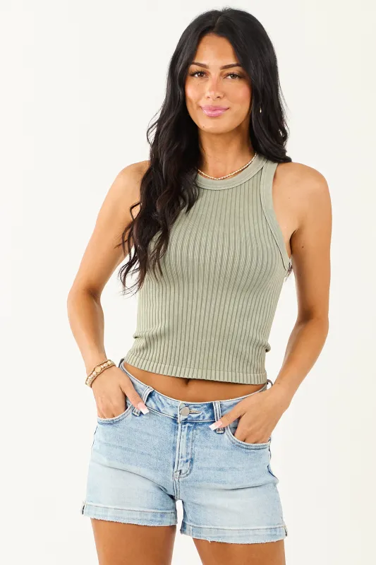 Juniper Ribbed Stretchy Knit Washed Tank Top sold by Lime Lush