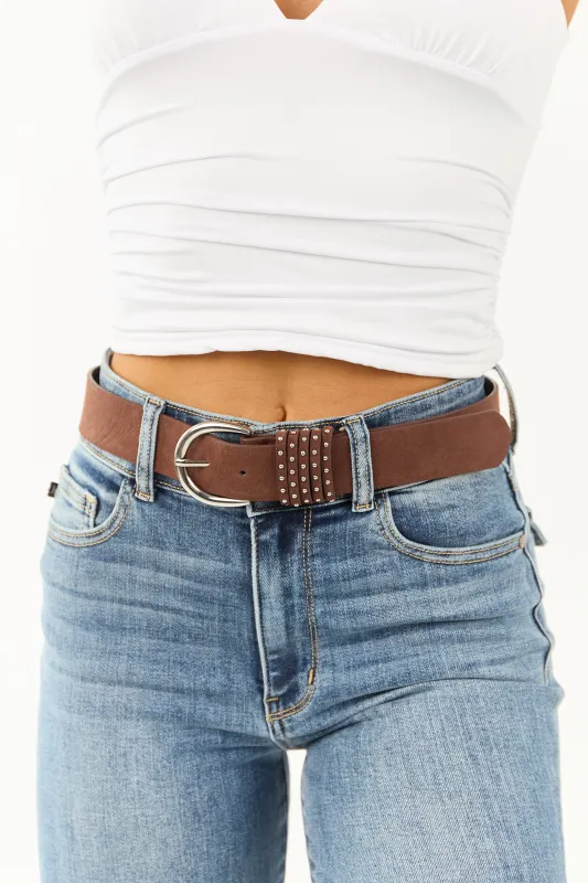 Sepia Soft Microfiber Studded Loop Belt sold by Lime Lush