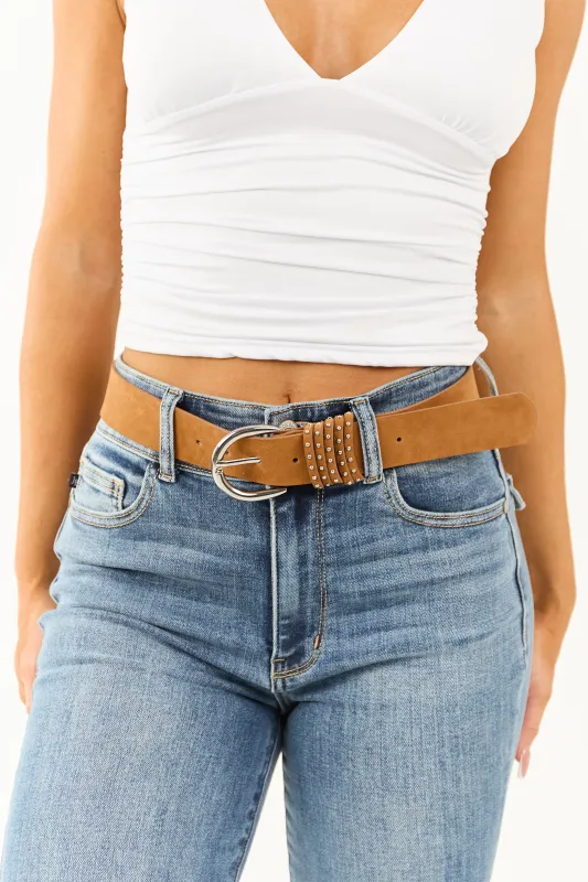 Deep Copper Soft Microfiber Studded Loop Belt sold by Lime Lush