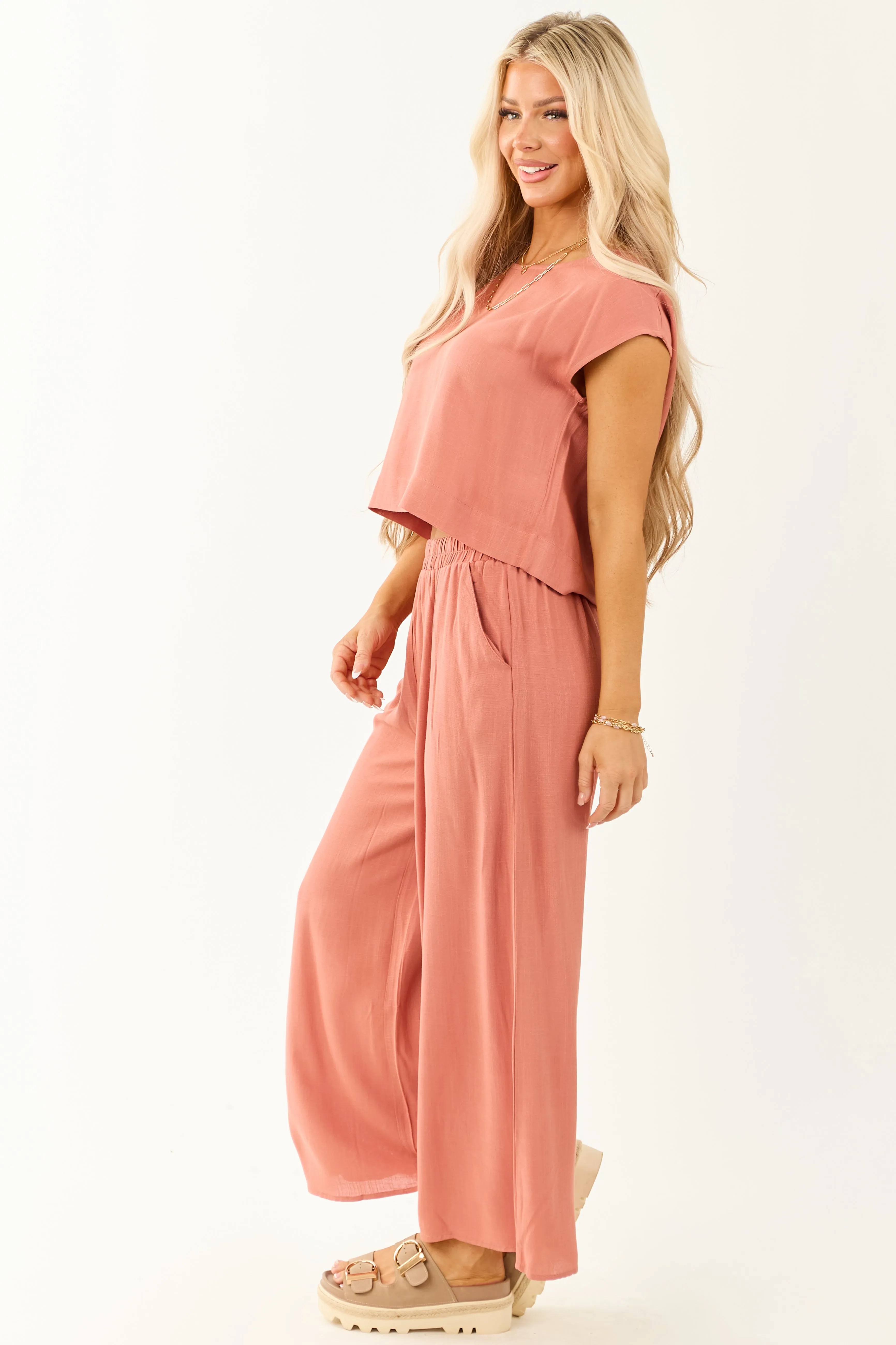 Ginger Flowy Cap Sleeve Top and Pants Set sold by Lime Lush product image thumbnail 5