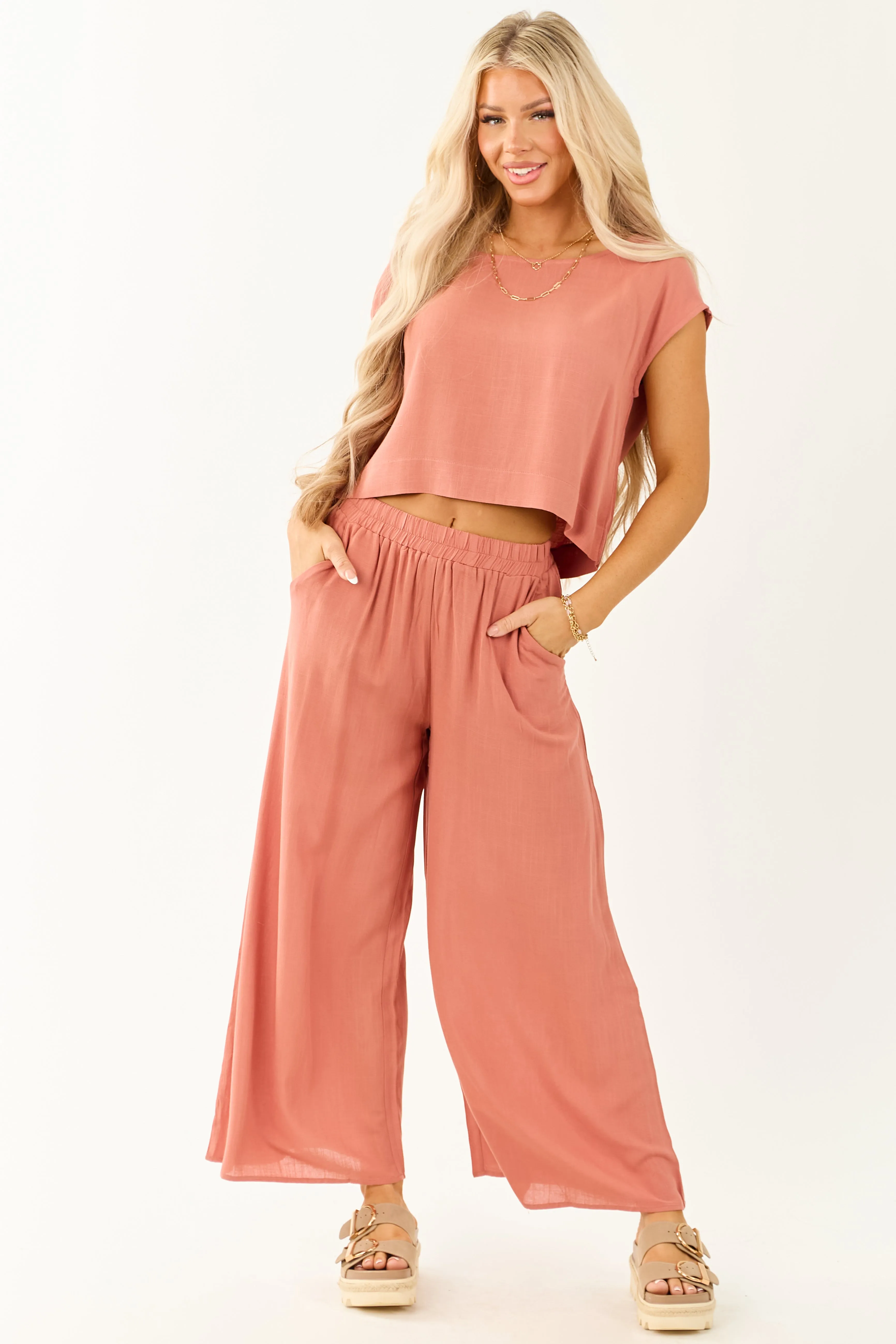 Ginger Flowy Cap Sleeve Top and Pants Set sold by Lime Lush product image thumbnail 2