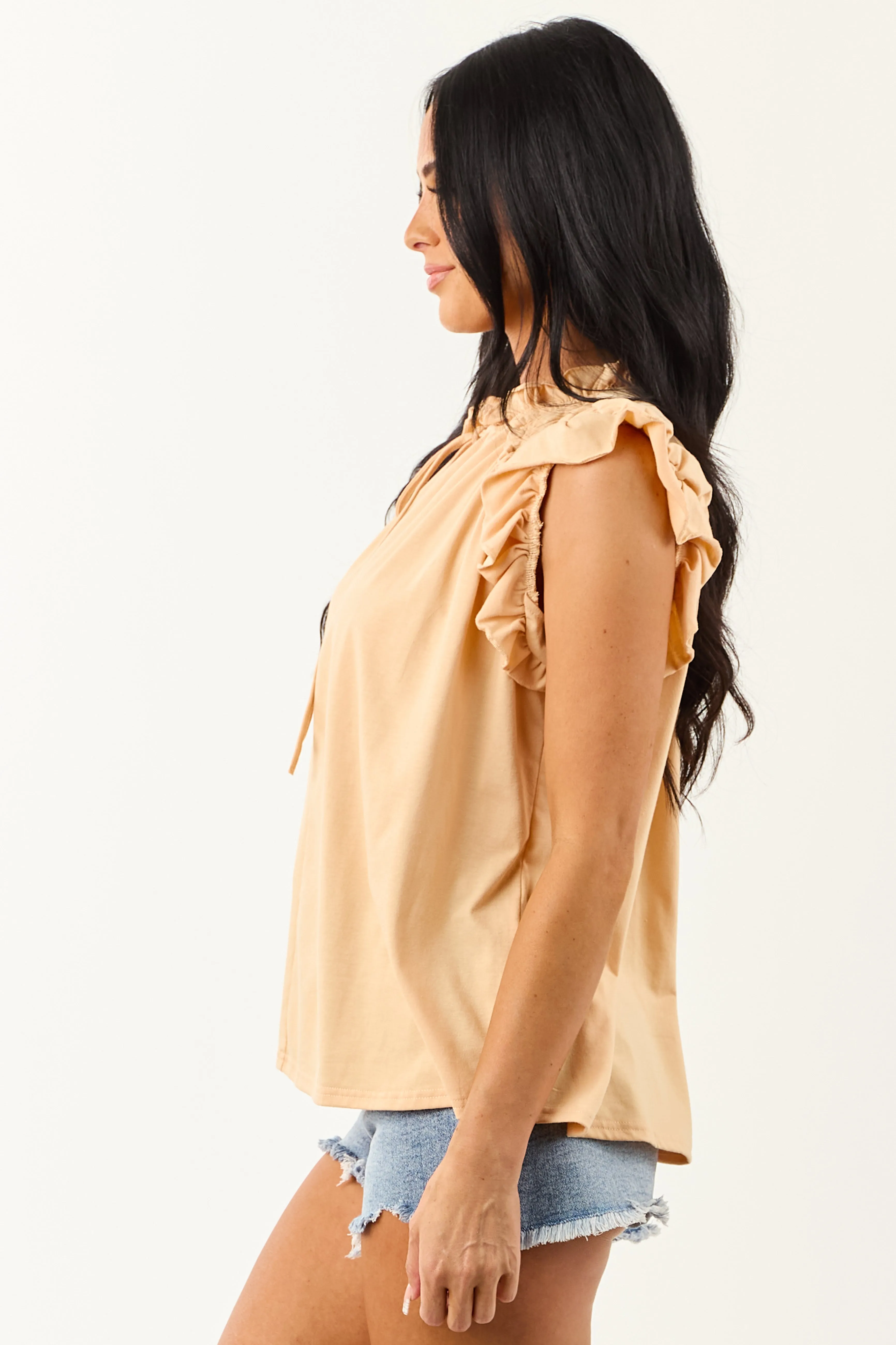 Sunrise Frill V Neck Ruffle Cap Sleeve Top sold by Lime Lush product image thumbnail 5