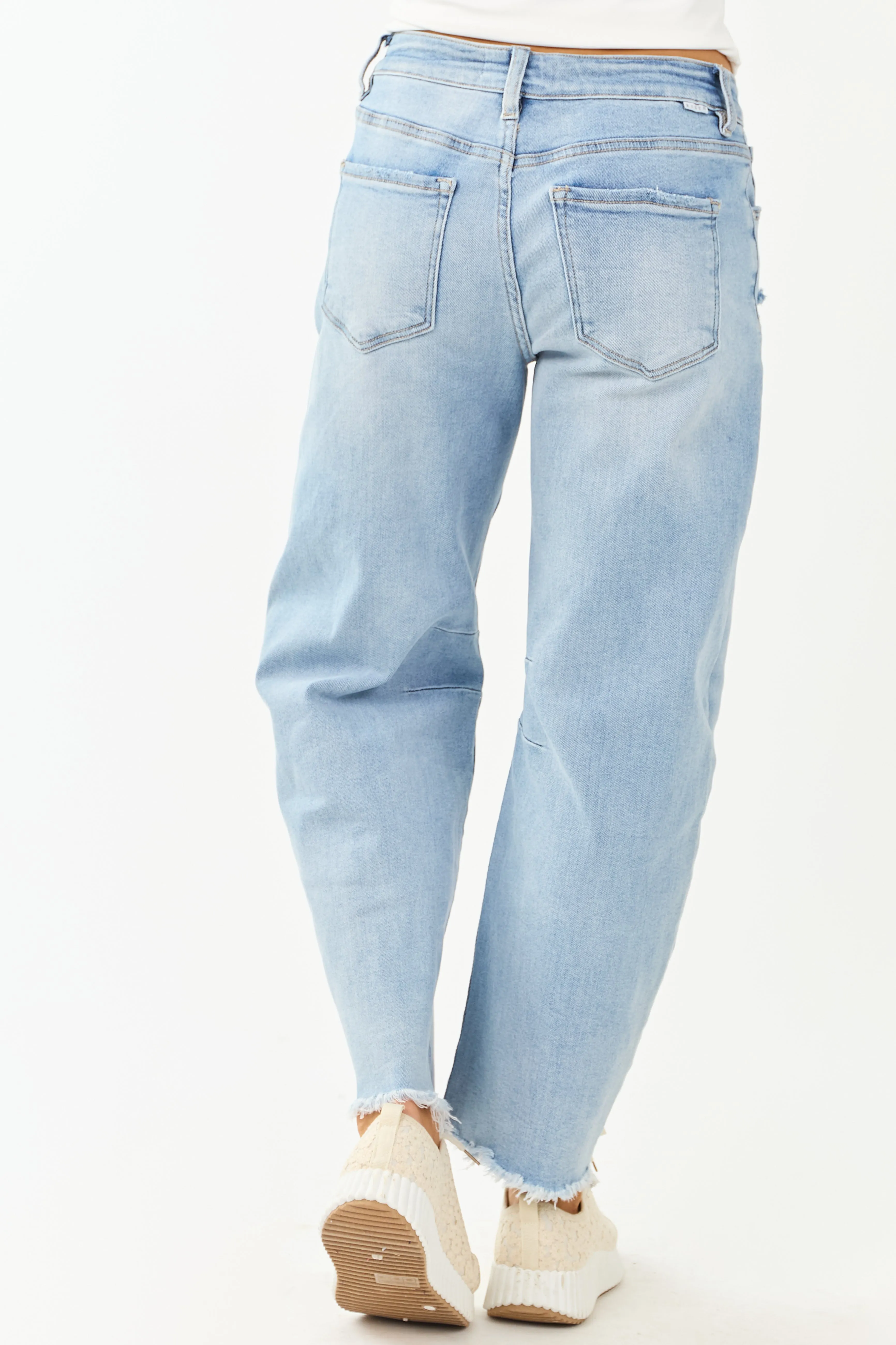 Risen Light Wash High Rise Stretchy Barrel Jeans sold by Lime Lush product image thumbnail 4