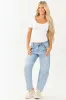 Risen Light Wash High Rise Stretchy Barrel Jeans sold by Lime Lush
