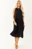 Black Eyelet Halter Tent Style Cotton Midi Dress sold by Lime Lush