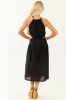 Black Eyelet Halter Tent Style Cotton Midi Dress sold by Lime Lush