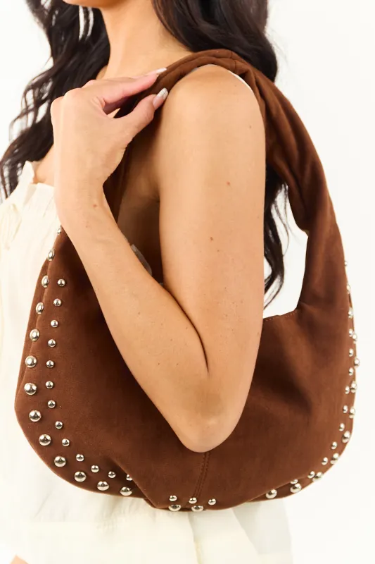 Spice Faux Suede Metallic Studded Handbag sold by Lime Lush