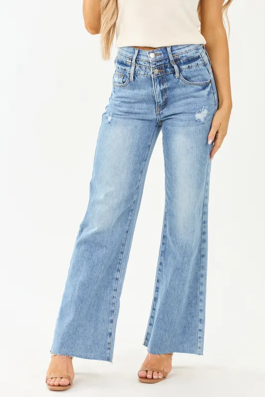 Saige Double Waist Tummy Control Straight Jeans sold by Lime Lush