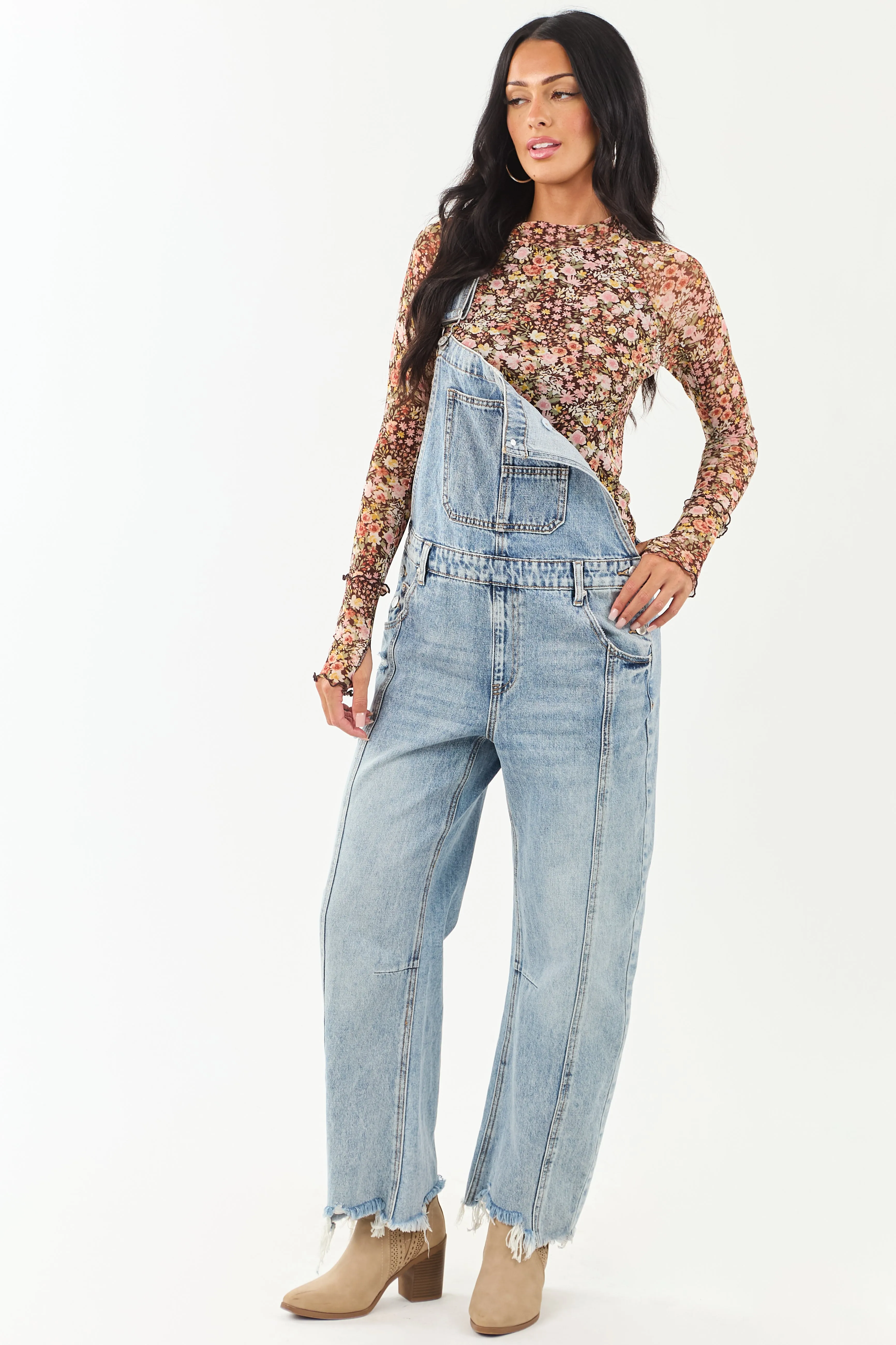 Chocolate Floral Print Mesh Long Sleeve Top sold by Lime Lush product image thumbnail 4