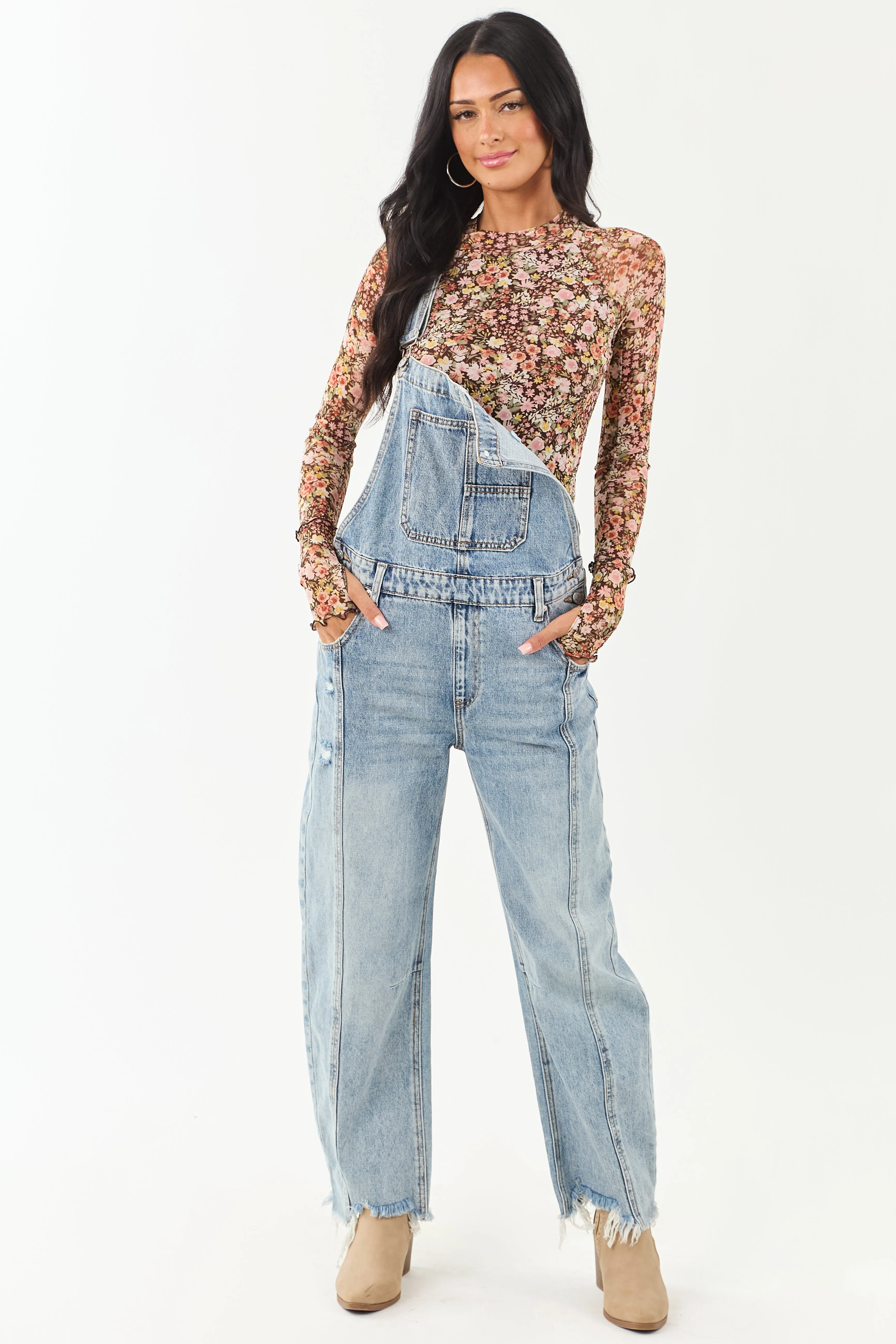 Chocolate Floral Print Mesh Long Sleeve Top sold by Lime Lush product image thumbnail 3