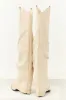 Vanilla Faux Suede Overlay Knee High Cowboy Boots sold by Lime Lush
