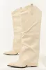 Vanilla Faux Suede Overlay Knee High Cowboy Boots sold by Lime Lush