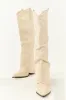 Vanilla Faux Suede Overlay Knee High Cowboy Boots sold by Lime Lush