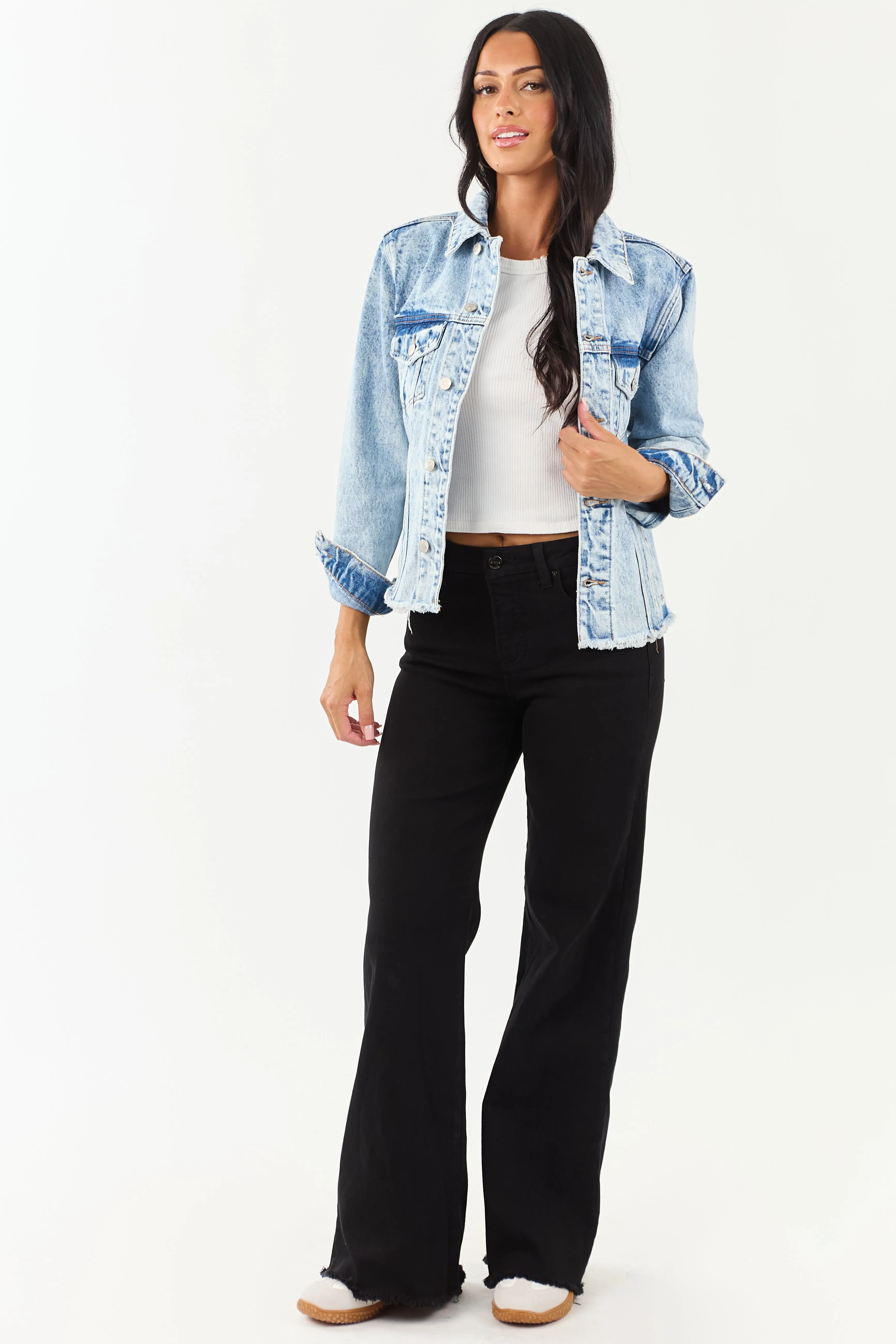 Mica Denim Light Acid Wash Button Down Jacket sold by Lime Lush product image thumbnail 5