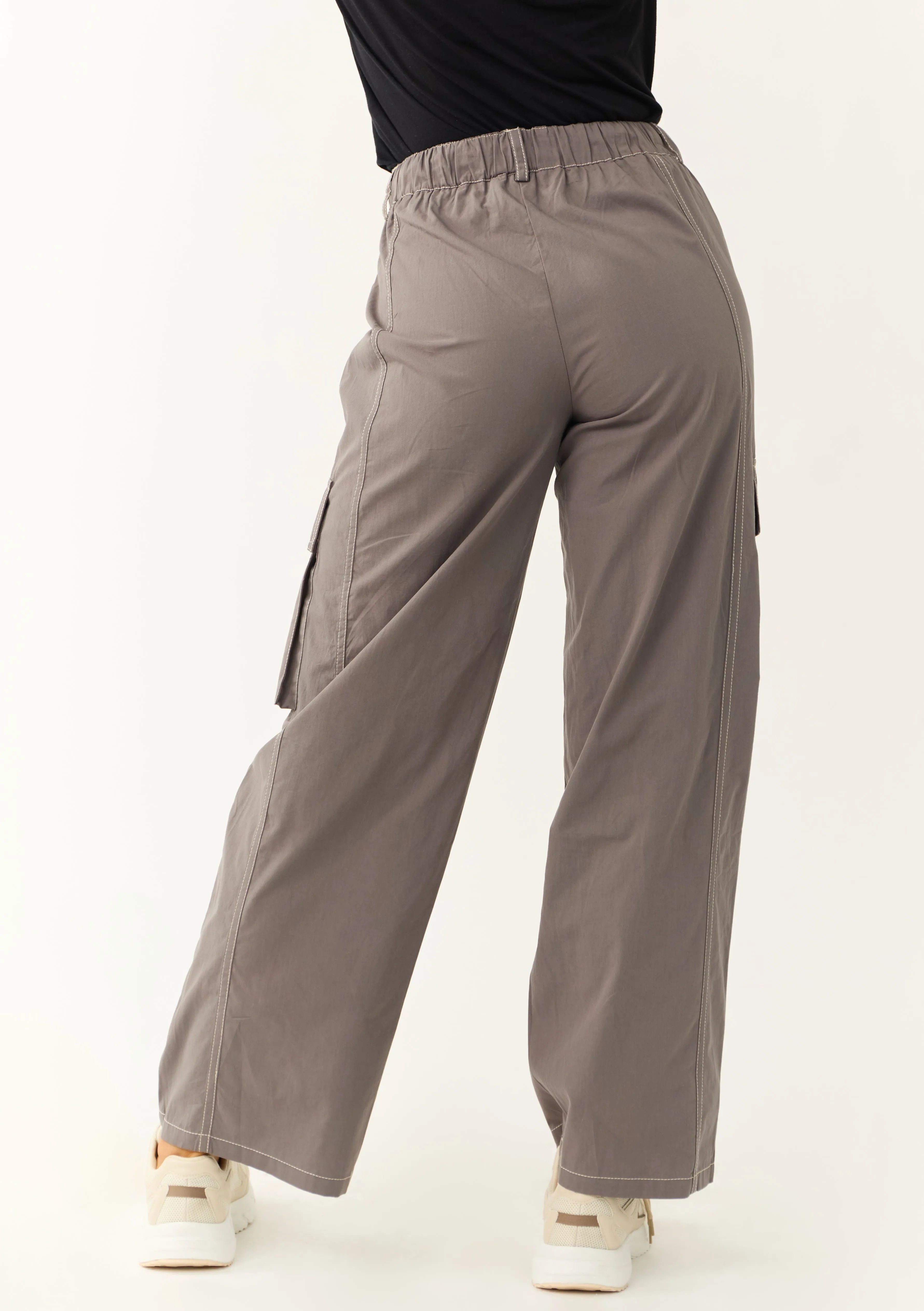 Graphite Exposed Seam Wide Leg Cargo Pants sold by Lime Lush product image thumbnail 5