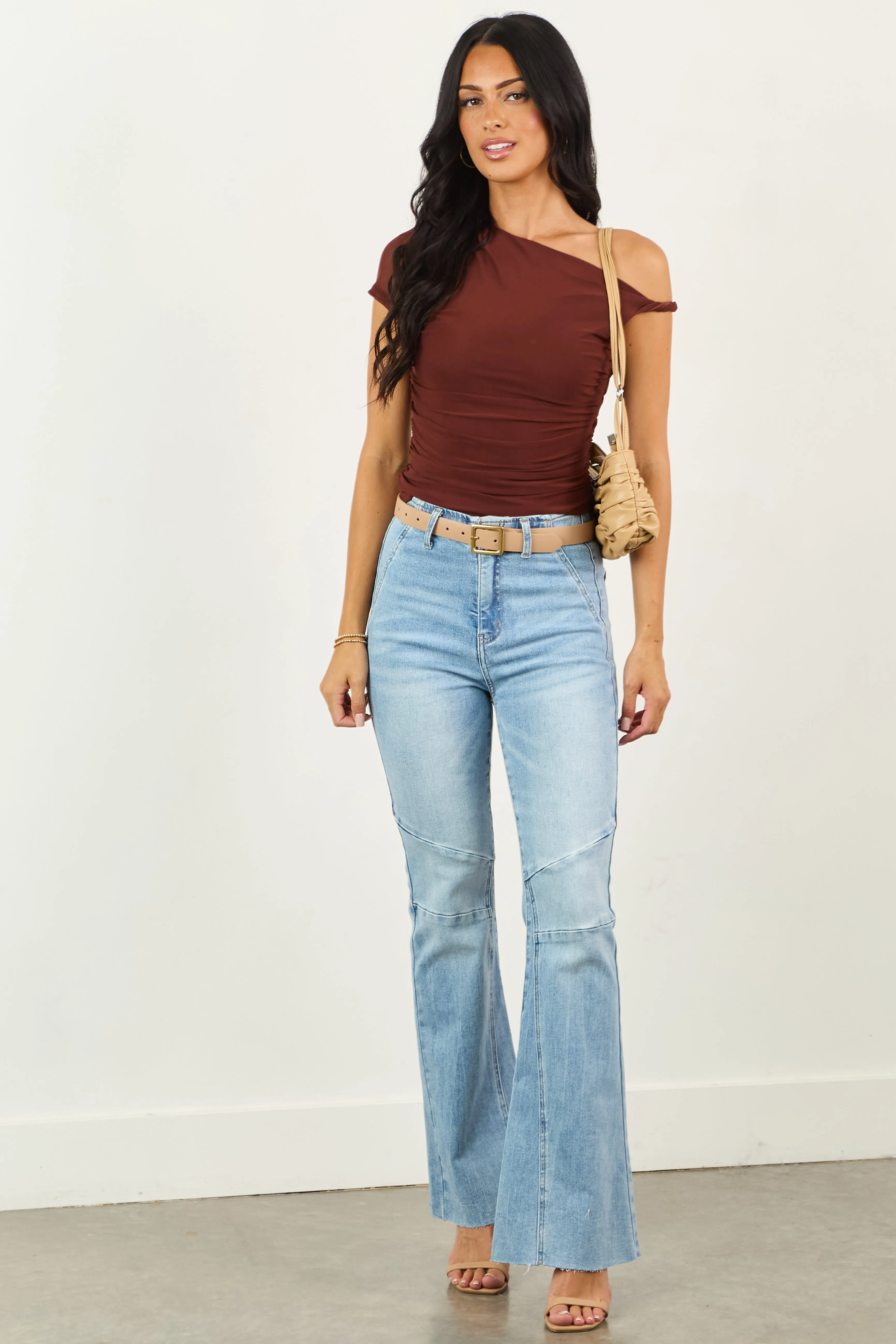 Saige Light Tummy Control Stretchy Flare Jeans sold by Lime Lush product image thumbnail 2