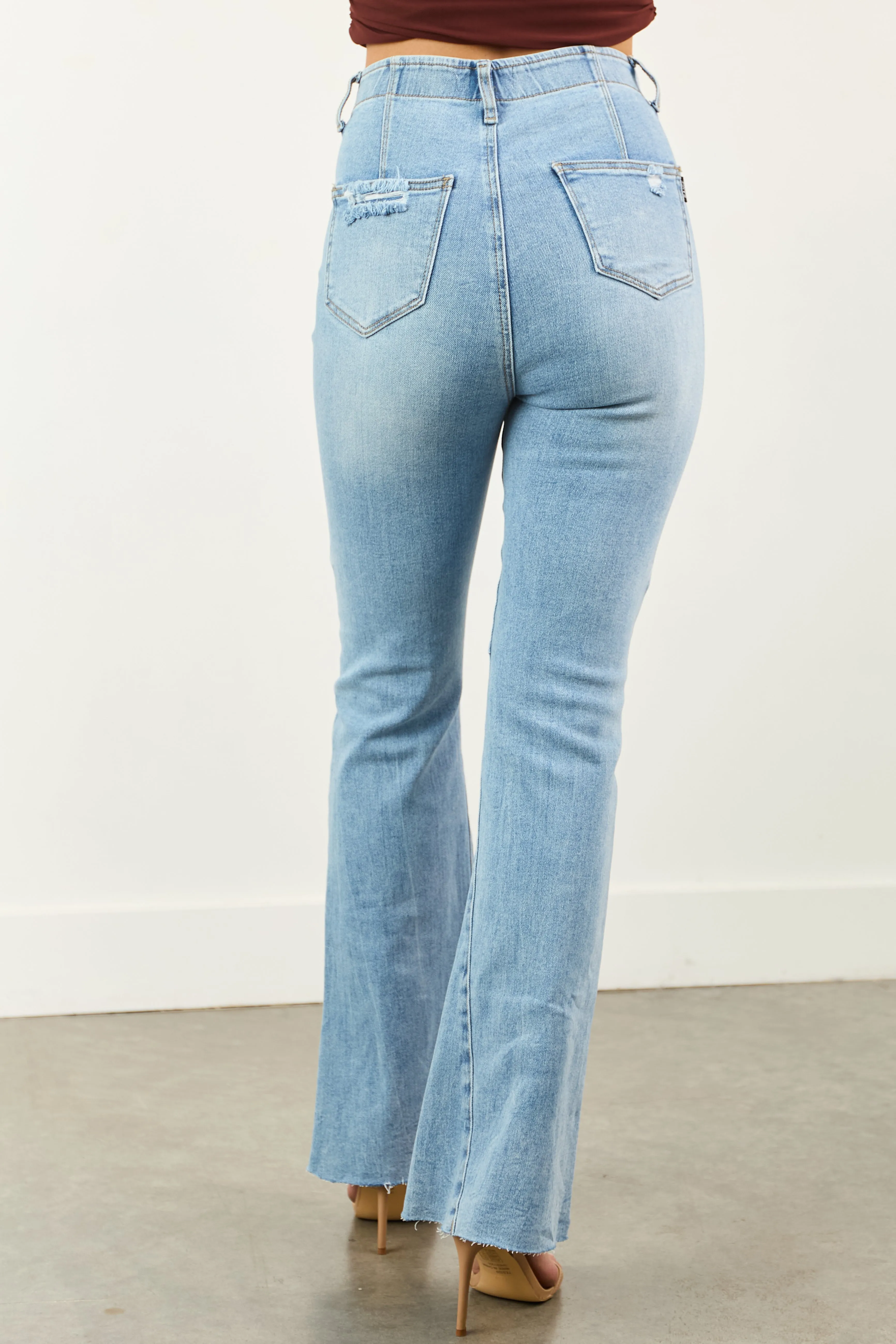 Saige Light Tummy Control Stretchy Flare Jeans sold by Lime Lush product image thumbnail 4