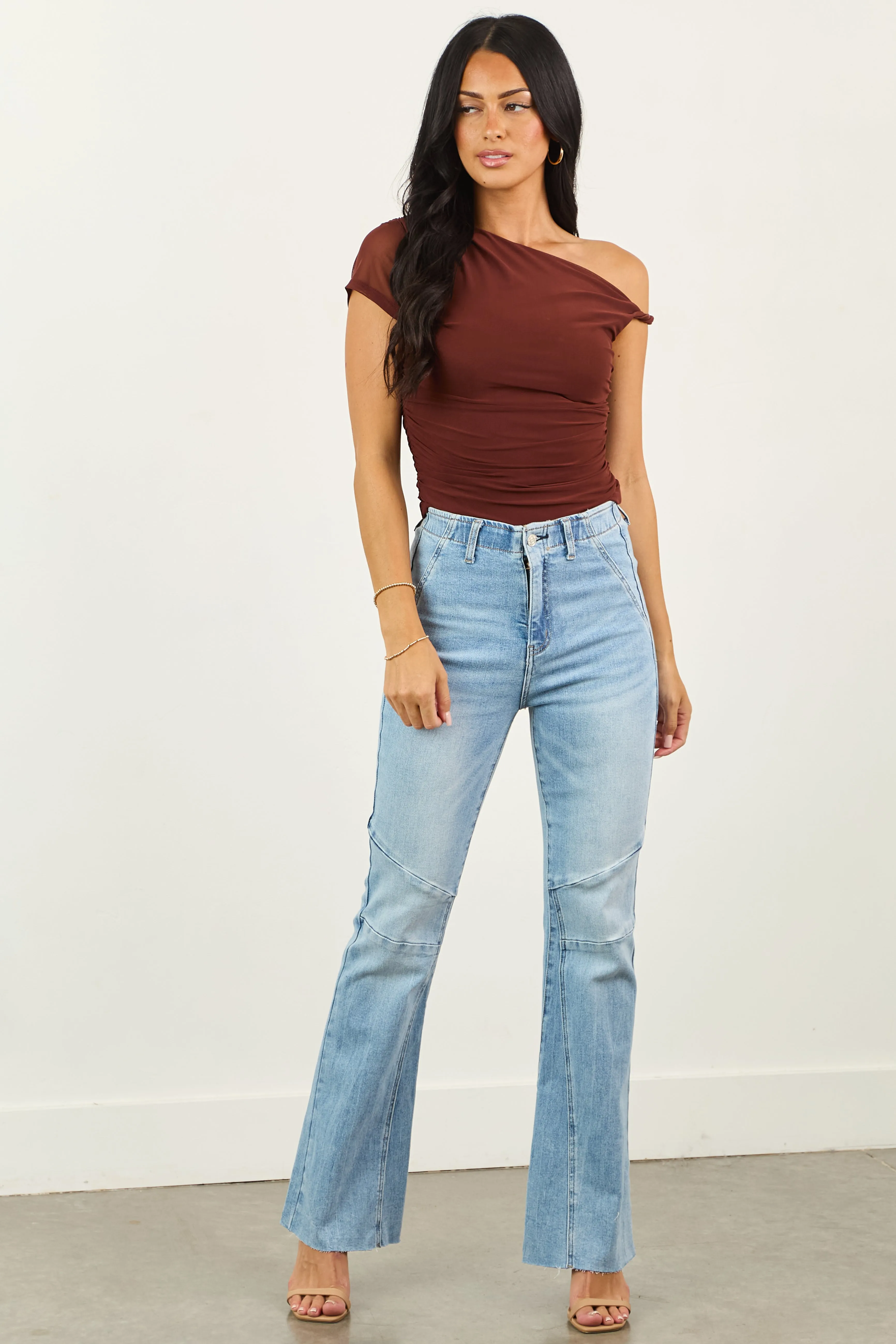 Saige Light Tummy Control Stretchy Flare Jeans sold by Lime Lush product image thumbnail 5