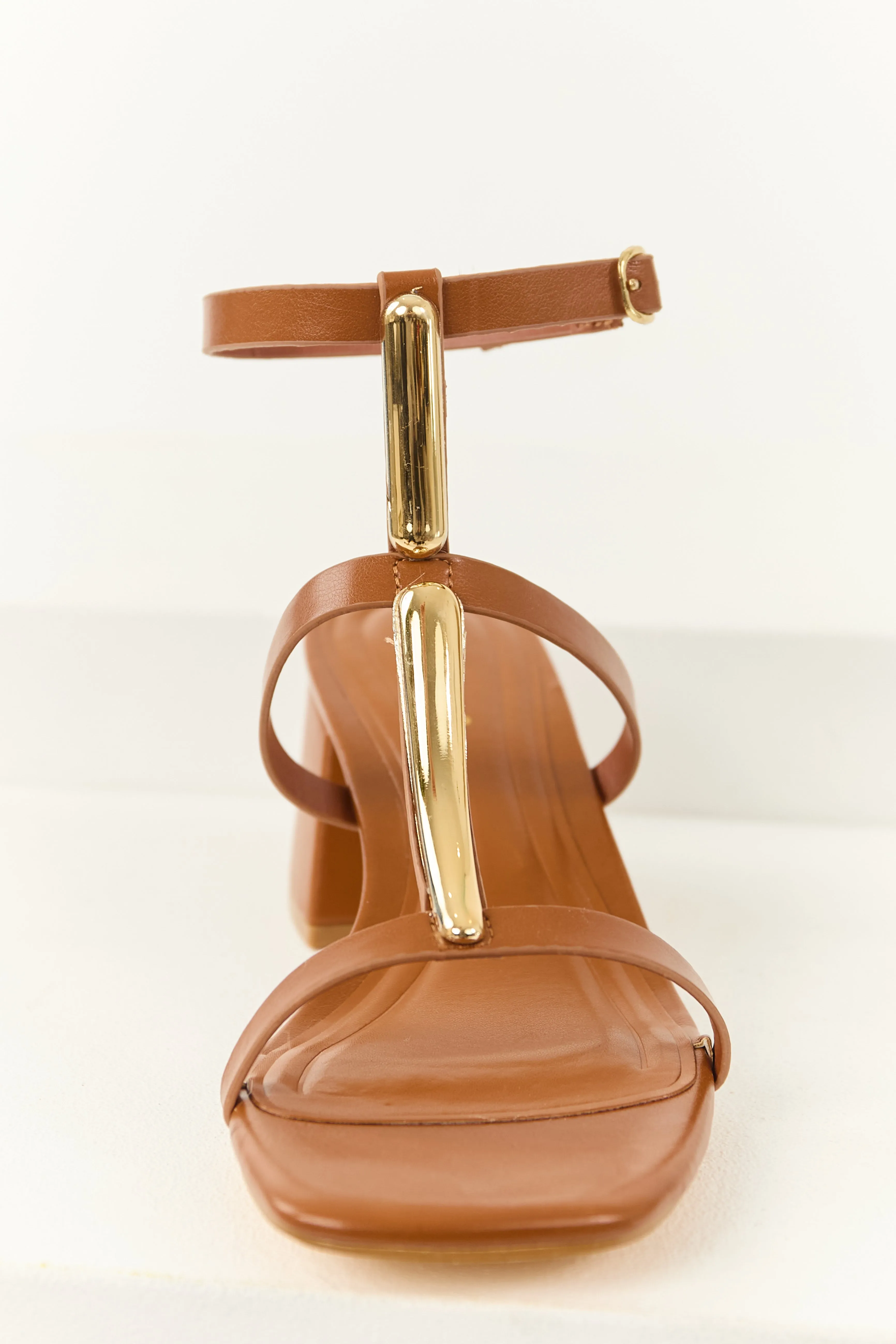 Spice T Strap Gold Accent Block Heels sold by Lime Lush product image thumbnail 3