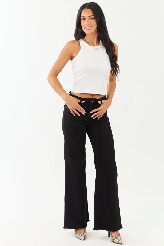 Risen Black Stretchy Tummy Control Wide Leg Jeans made by Risen