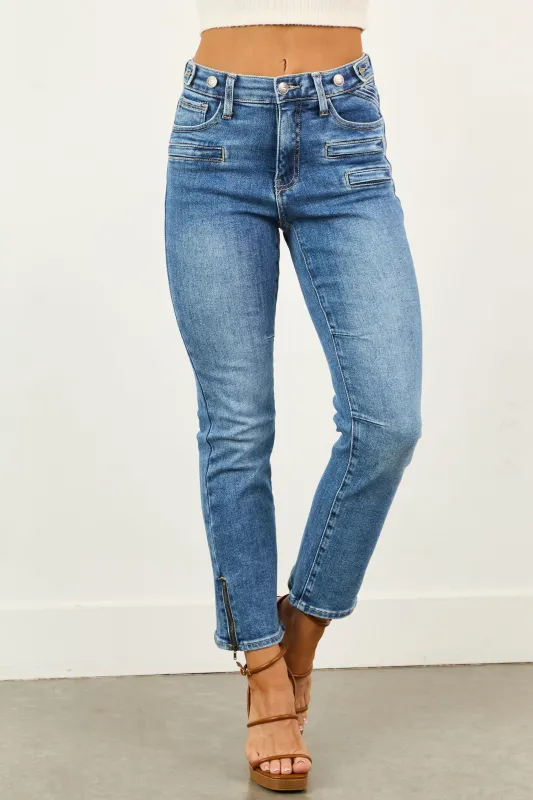 Saige Medium Wash Tummy Control Slim Bootcut Jeans sold by Lime Lush