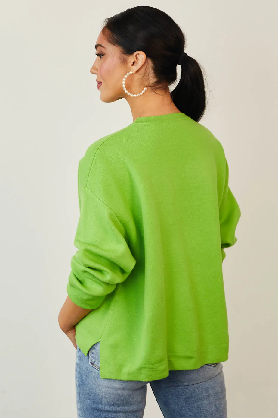 Lime Side Slit Drop Shoulder Thick Knit Sweater sold by Lime Lush product image thumbnail 3