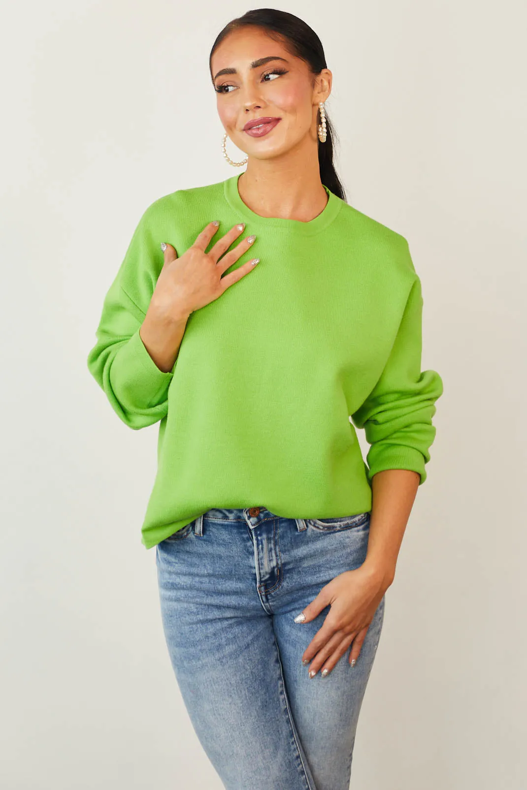 Lime Side Slit Drop Shoulder Thick Knit Sweater sold by Lime Lush product image thumbnail 2