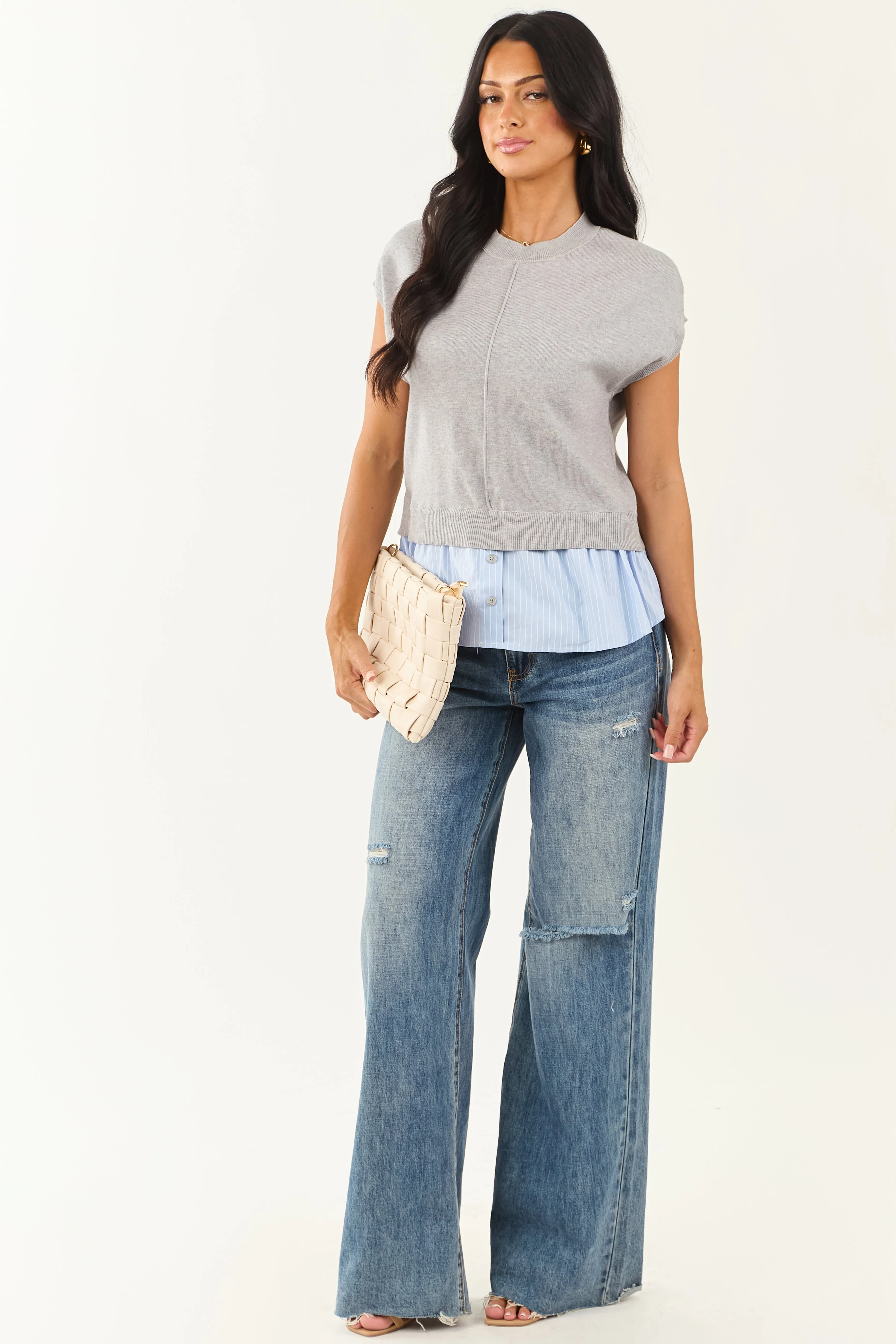 Steel Short Sleeve Striped Contrast Knit Top sold by Lime Lush product image thumbnail 3