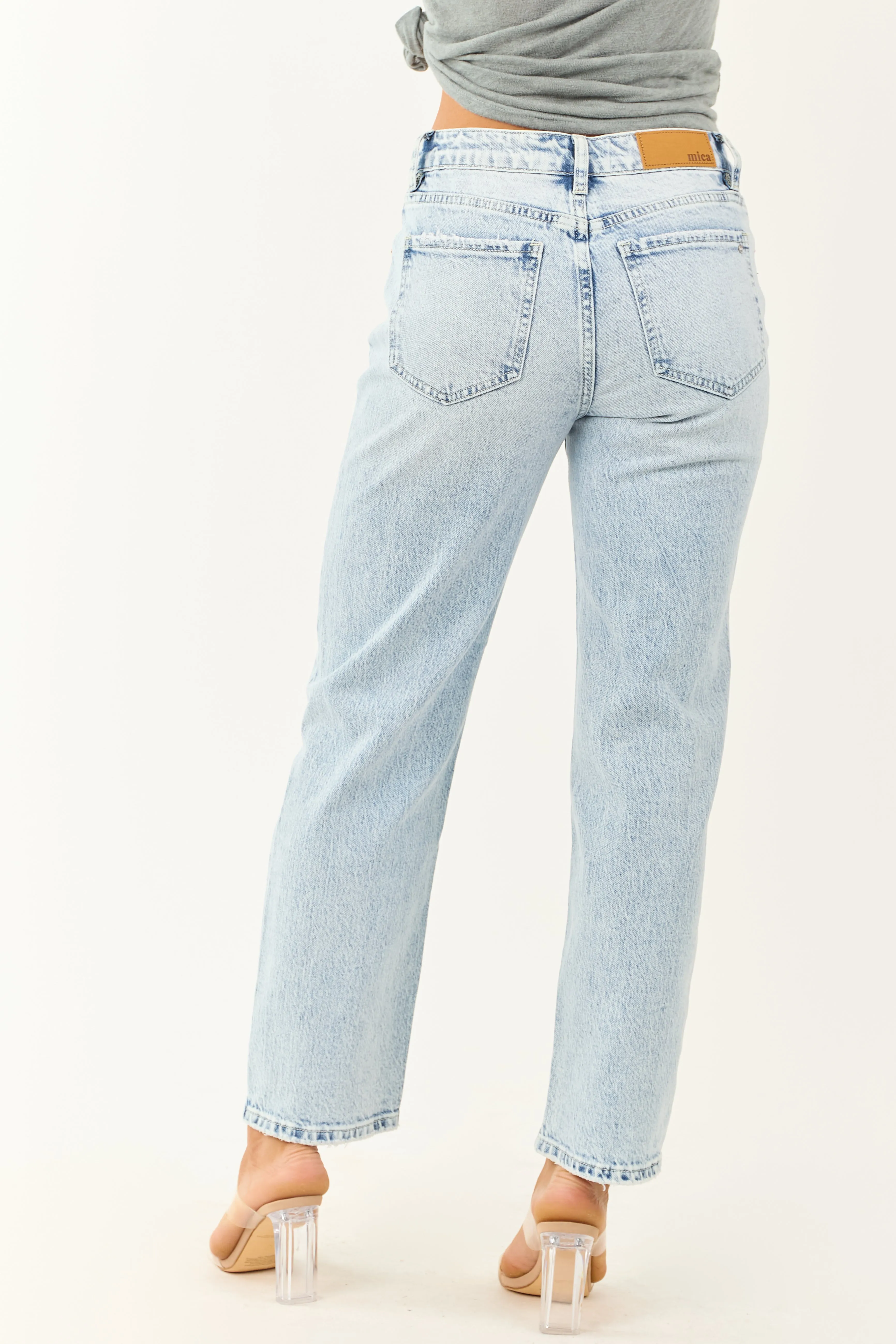 Mica Denim Light Acid Wash High Rise Straight Leg Jeans sold by Lime Lush product image thumbnail 4