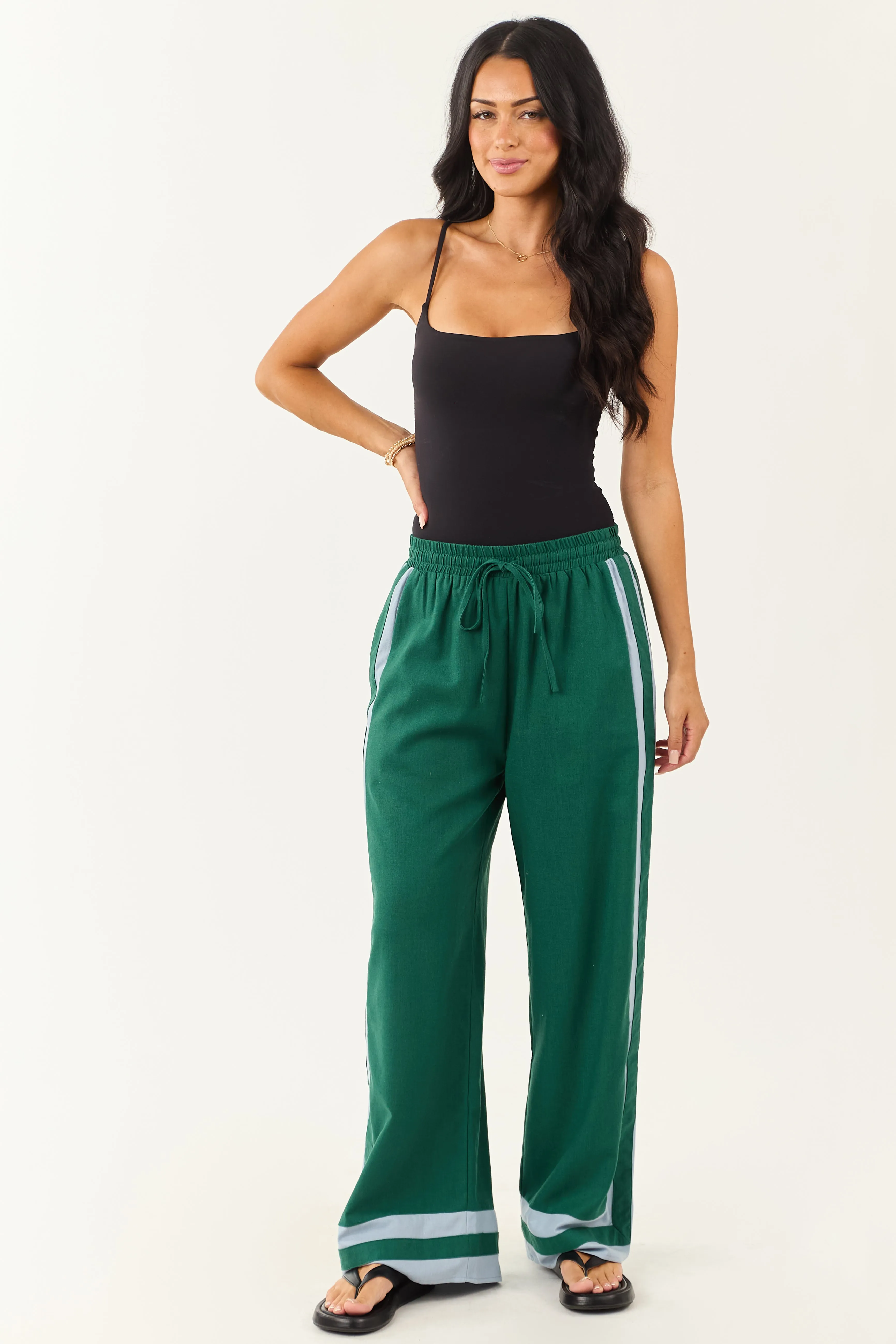 Entro Hunter Green Wide Leg Linen Blend Pants sold by Lime Lush product image thumbnail 5