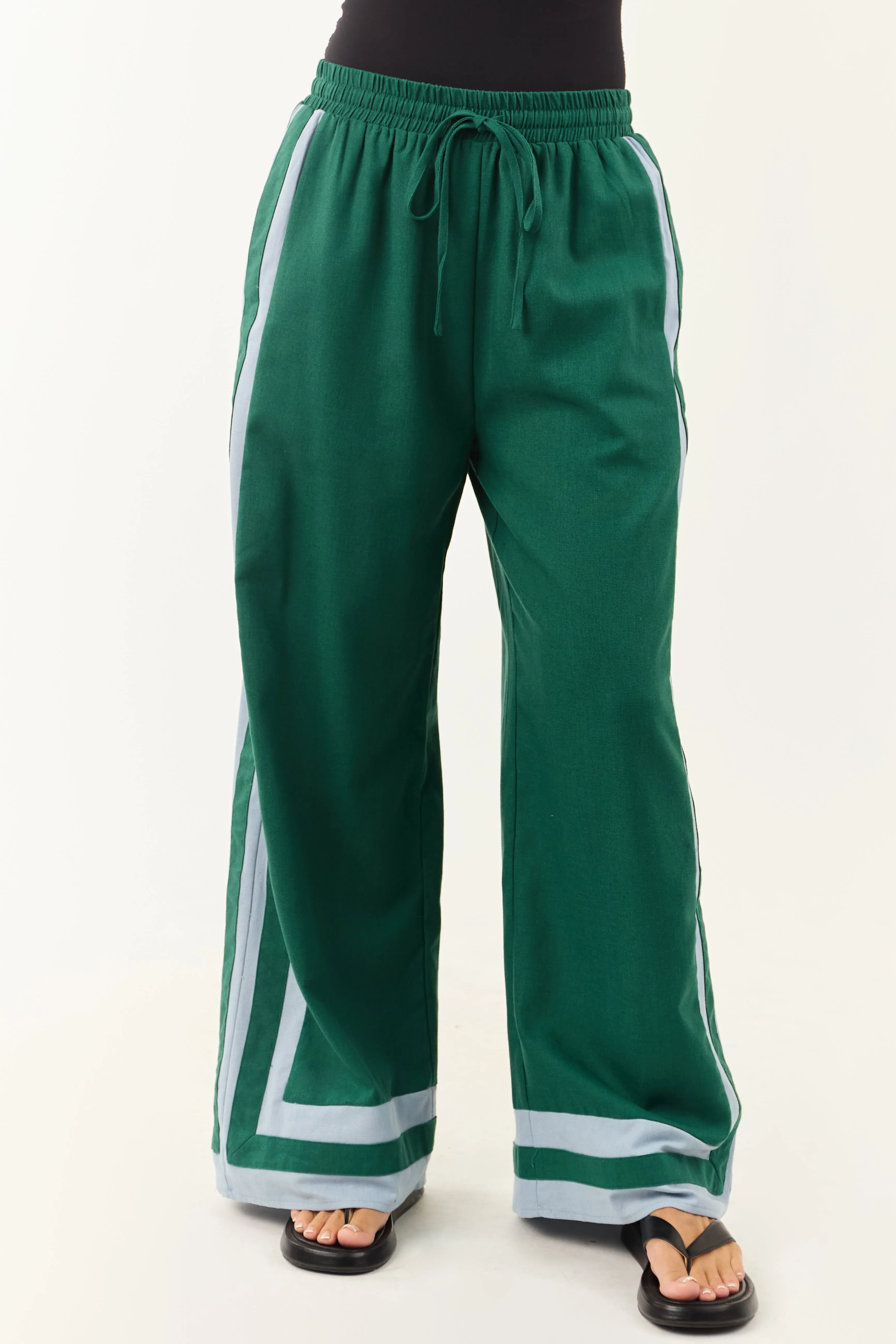 Entro Hunter Green Wide Leg Linen Blend Pants sold by Lime Lush product image thumbnail 2