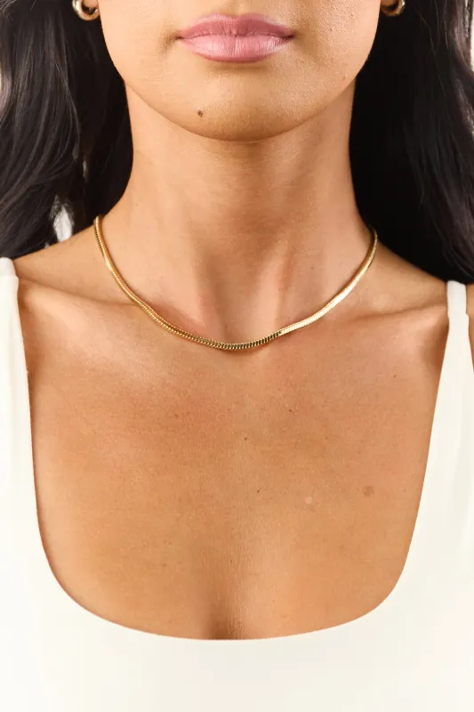Gold Snake Box Chain Necklace sold by Lime Lush
