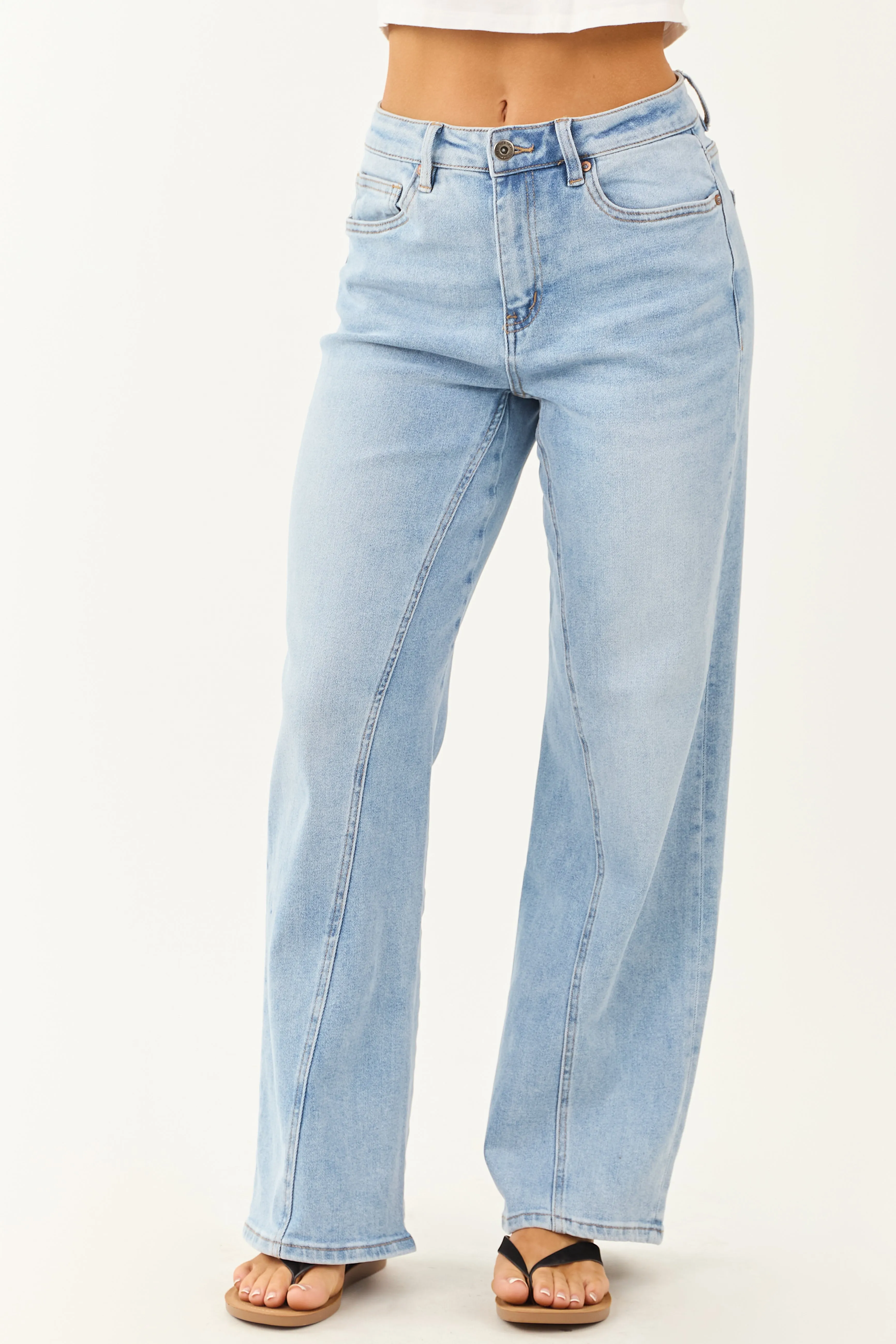 Mica Denim Light Wash Stretchy Straight Leg Jeans sold by Lime Lush product image thumbnail 2