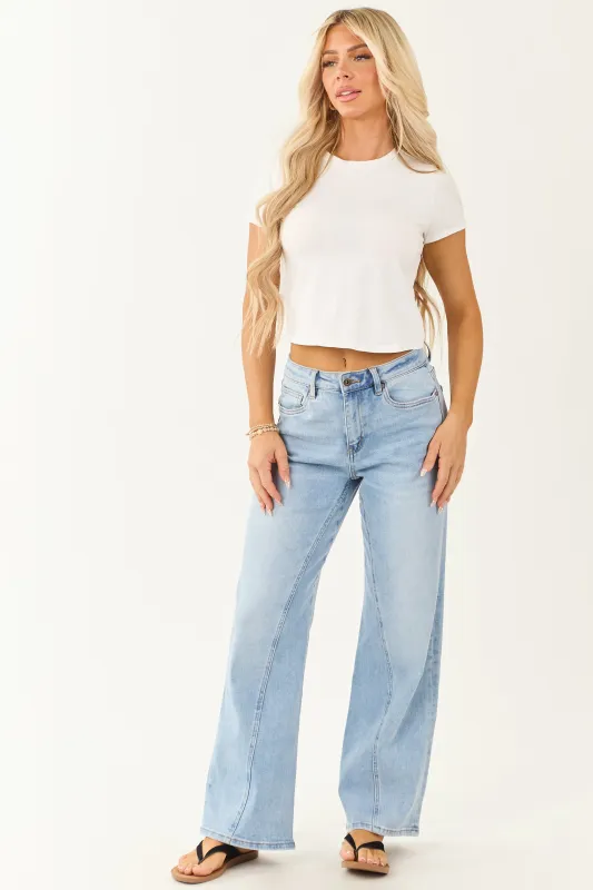 Mica Denim Light Wash Stretchy Straight Leg Jeans sold by Lime Lush