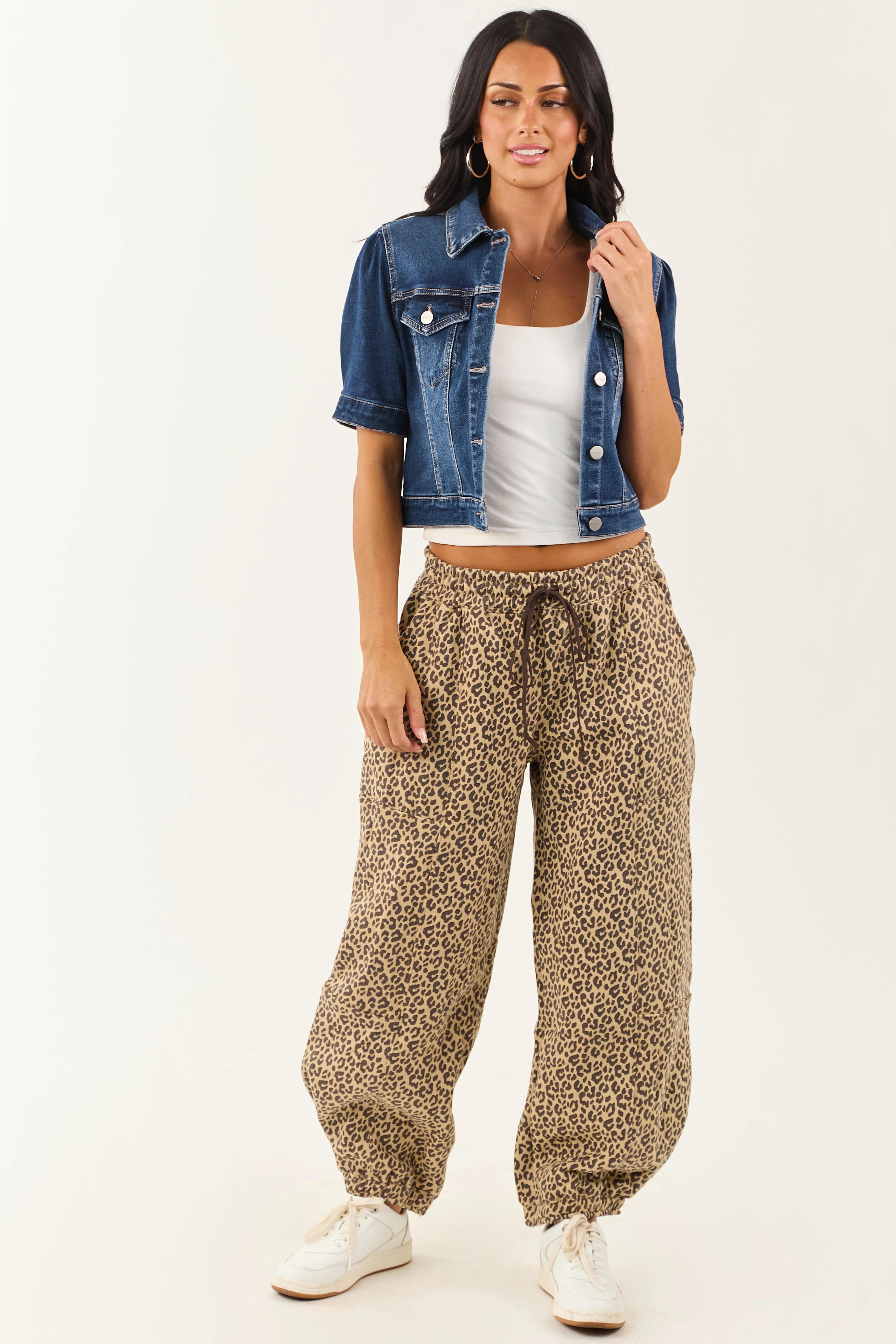 Risen Dark Wash Short Puff Sleeve Cropped Denim Jacket sold by Lime Lush product image thumbnail 4