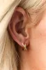 Gold Metallic Rhinestone Cross Hoop Earrings sold by Lime Lush