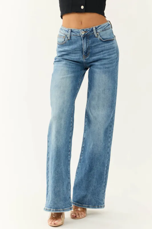 Special A Medium Wash High Rise Wide Leg Jeans sold by Lime Lush