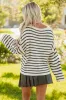 Cream and Black Striped Relaxed Sweater sold by Lime Lush