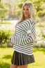 Cream and Black Striped Relaxed Sweater sold by Lime Lush